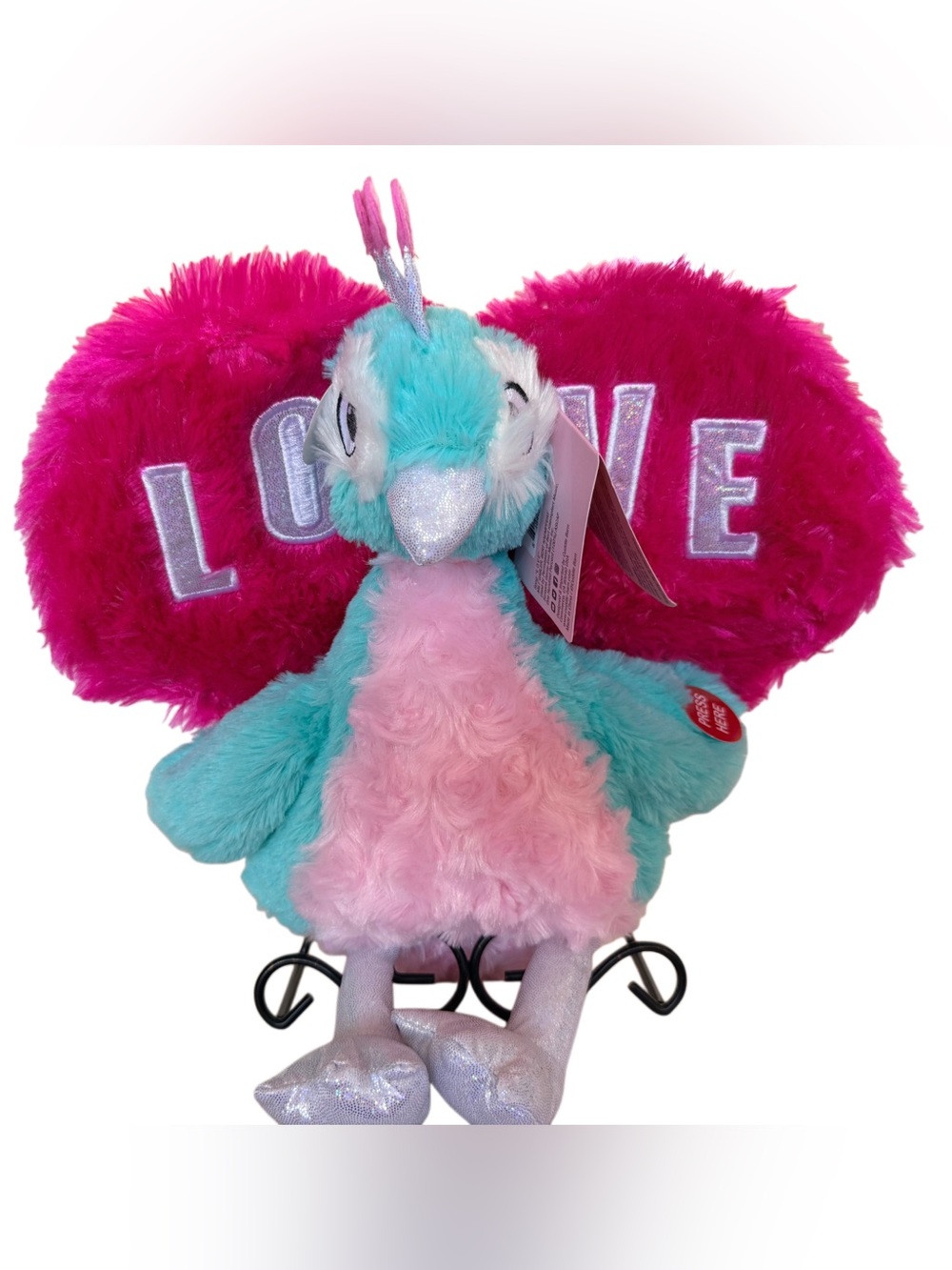 Cuddle Barn Lots of Love Liam Peacock Animated Musical Plush LightUp Sings LOVE